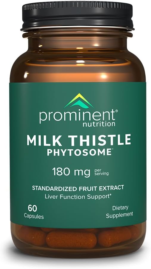 Fremtrædende Nutrition Milk Thistle Phytosome, Klinisk researched Siliphos Milk Thistle Extract for Liver Function, Detox, og Rense Support, Standardiseret til 29% Sylibin, 180 mg, 60 Kapsler -1 Pack