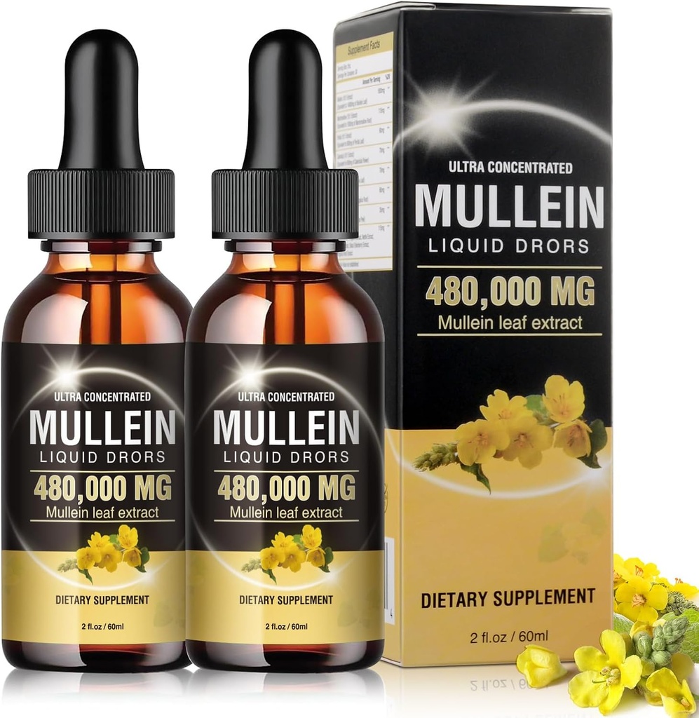 Mullein Drops til Lungs 480,000 µg, 13 i 1 Vegan Mullein Leaf Extract 1600MG for Lung Detox & Cleanse (2)