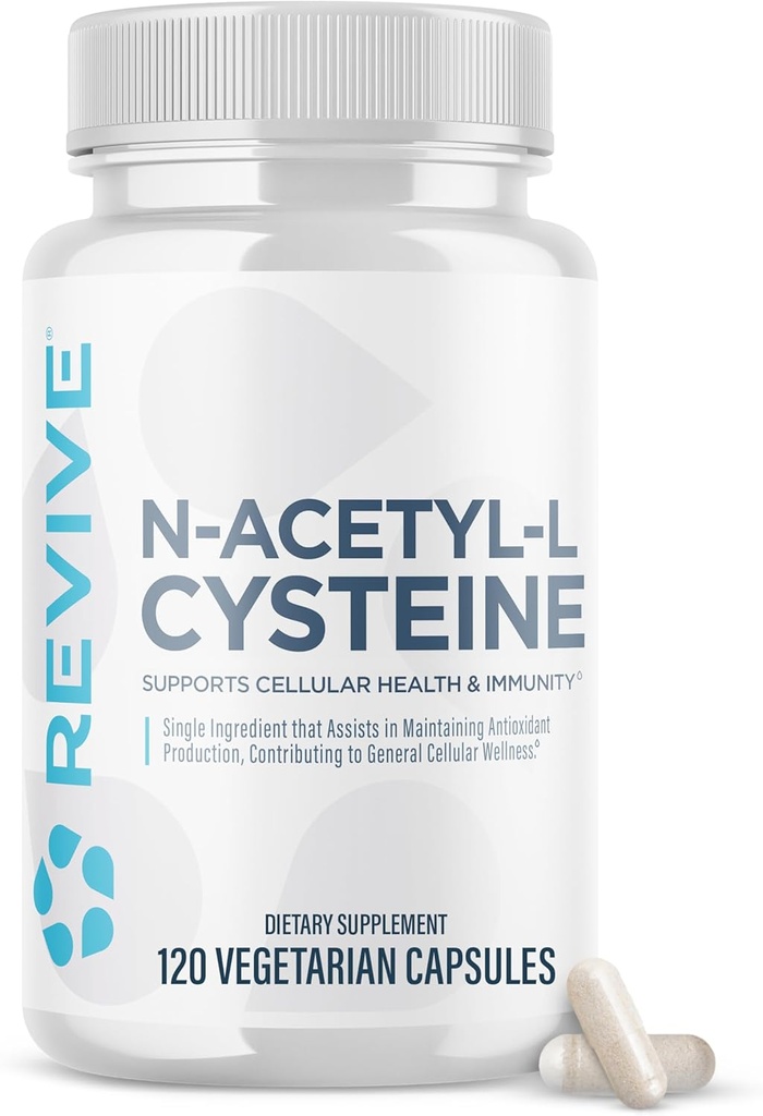 Revive MD NAC supplement til mænd og kvinder - N- Acetyl Cysteine understøtter luftvejene, cardiovaskulær & cellulær sundhed - Antioxidant & immunforsvar (120 kapsler, 60 Servere)