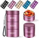 Aluminium Alloy Vandtæt Pill Organizer 3 gange om dagen, Fugt Bevis Metal Pill Case, Lille Daily Pill Holder til purse, Portable Travel Pill Box Container til at holde vitaminer, Med, Kosttilskud Rose Gold