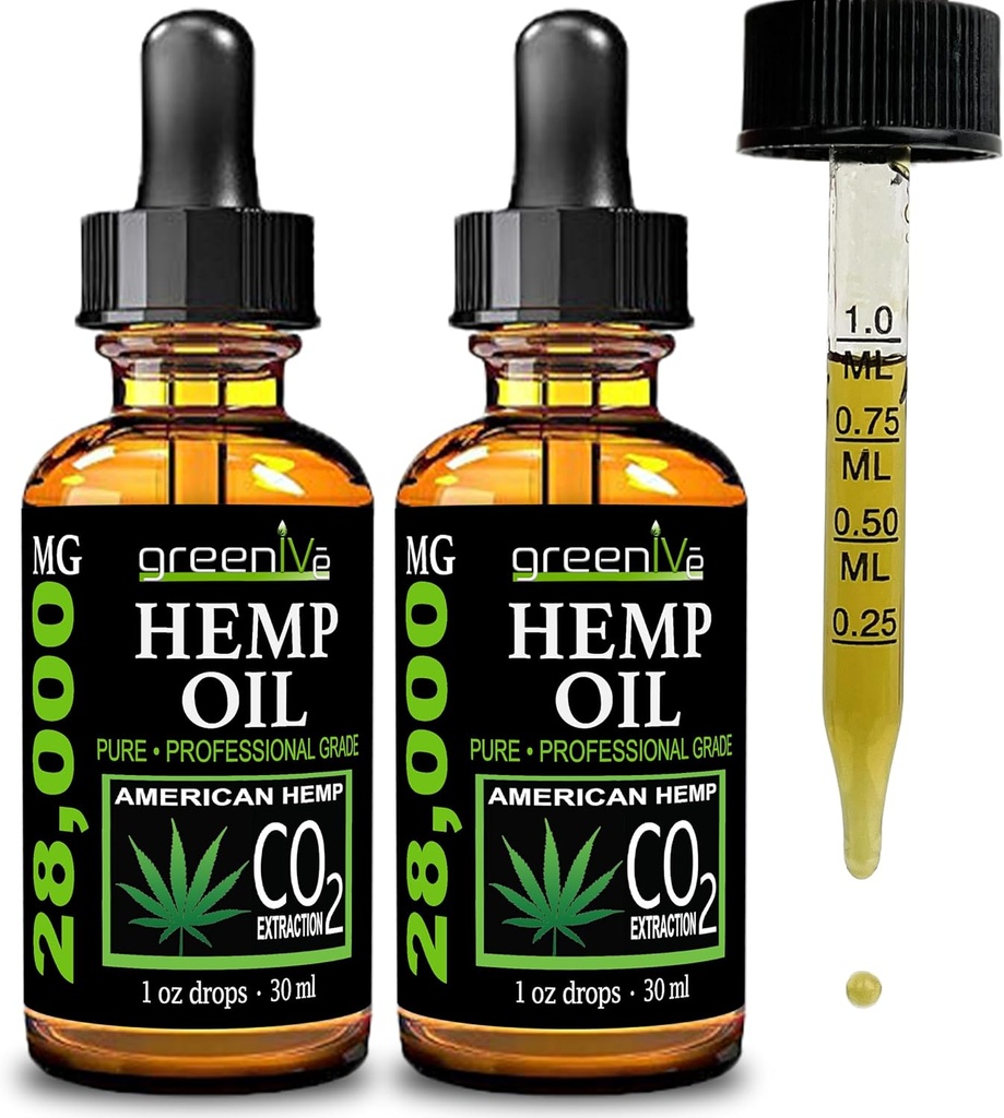 GreenIVe Hamp Drops 28.000mg naturligt dyrkede Hamp Oil Drops Vegan Omegas naturlige potent resultater (2 Pack)