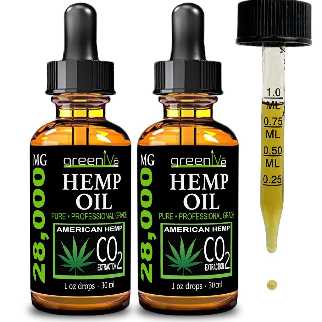 GreenIVe Hamp Drops 28.000mg naturligt dyrkede Hamp Oil Drops Vegan Omegas naturlige potent resultater (2 Pack)