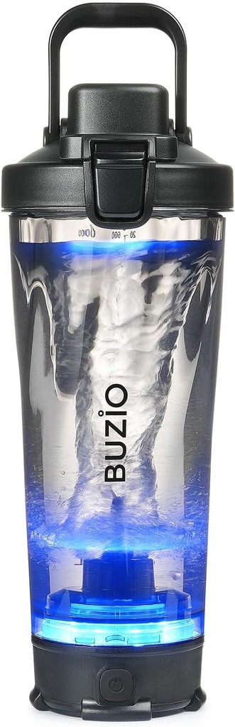 BUZIO Electric Protein Shaker Flaske, 24 oz Shake Blender Flaske, USB Rechargeable Blender Flasker til Protein Mixes Shaker Cups, Bærbare store Sports Vandflasker Lavet med Tritan, Sort