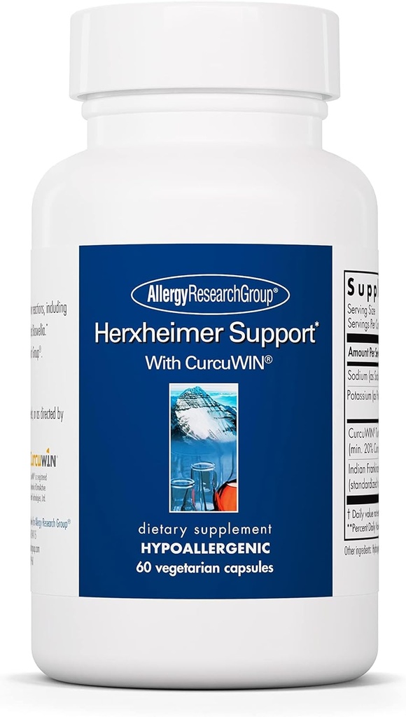 Allergy Research Group Herxheimer Support - Gurkemeje Boswellia Supplement med CurcuWIN, Curcuminoids og Pure Boswellia Extract for Women & Men, Detox og Rense Support - 60 Vegetariske Kapsler