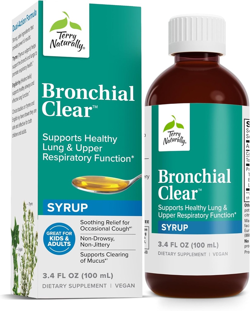Terry naturligt bronkial klar væske - respiratorisk støtte til bronkial & lung sundhed - bronkial støtte til respiratorisk sundhed - sund lung supplement til voksne og børn - 3.4 fl oz