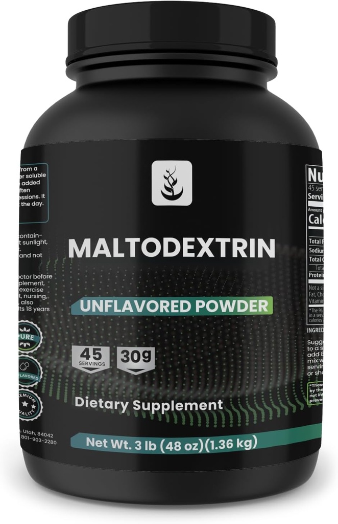 PURE ORIGINAL INGREDIENTS Maltodextrin, 3 lb, No Magnesium or Rice Fillers, Unflavored