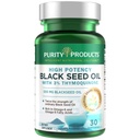 Renhed Produkter høj potens Black Seed Oil - Dobbelt styrke + kold presset - 3% Thymoquinon - 500 mg Black Cumin Seed Oil - Omega 6 + 9 essentielle fedtsyrer - Let at synke - 30 Mini Softgels