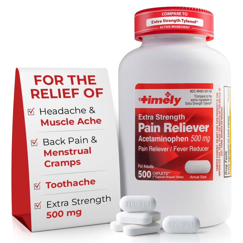 Tidligt Acetaminophen 500mg - 500 kapsler - Ekstra styrke smertelindring - Sammenlignet med det aktive stof i Extra Strength - Menstruelle kramper, Feber Reducer, Mindre smerte af arthritis