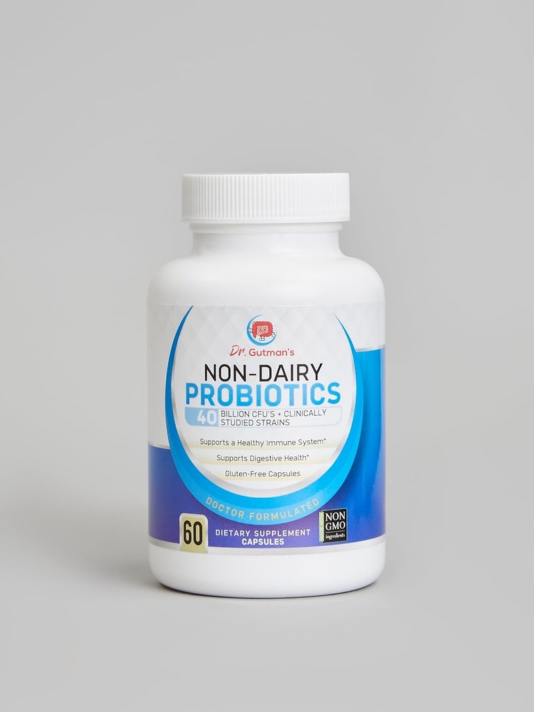 Dr. Gutmans ® Non- Dairy Best Probiotika til kvinder og mænd, Non- GMO, All- Natural Probiotika med 40 Millioner CFU fordøjelsessygdomme og immunsystem Support, 60 Gluten- Free, Veggie Kapsler