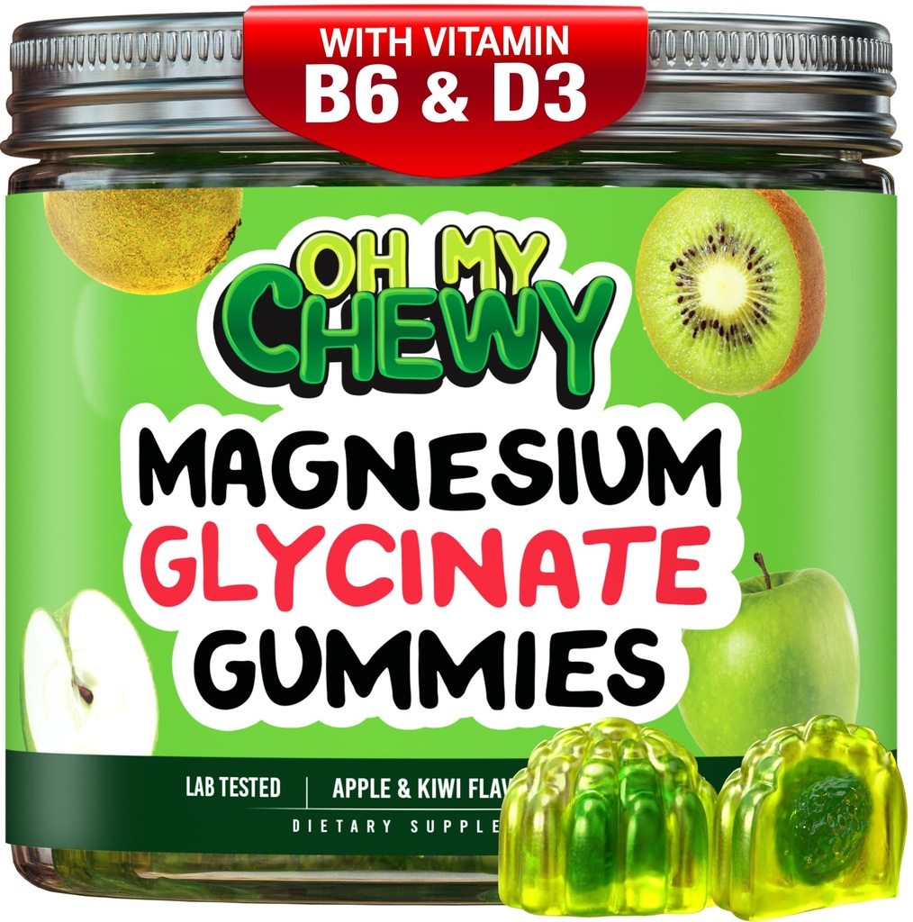 Center- fyldt Magnesium Glycinate Gummies 400MG - Høj Absorption for børn, teenagere og voksne - Supplement for søvn, rolig & muskelafslapning med B6 & D3 - Gluten Free & Vegan Friendly - 60 Greve