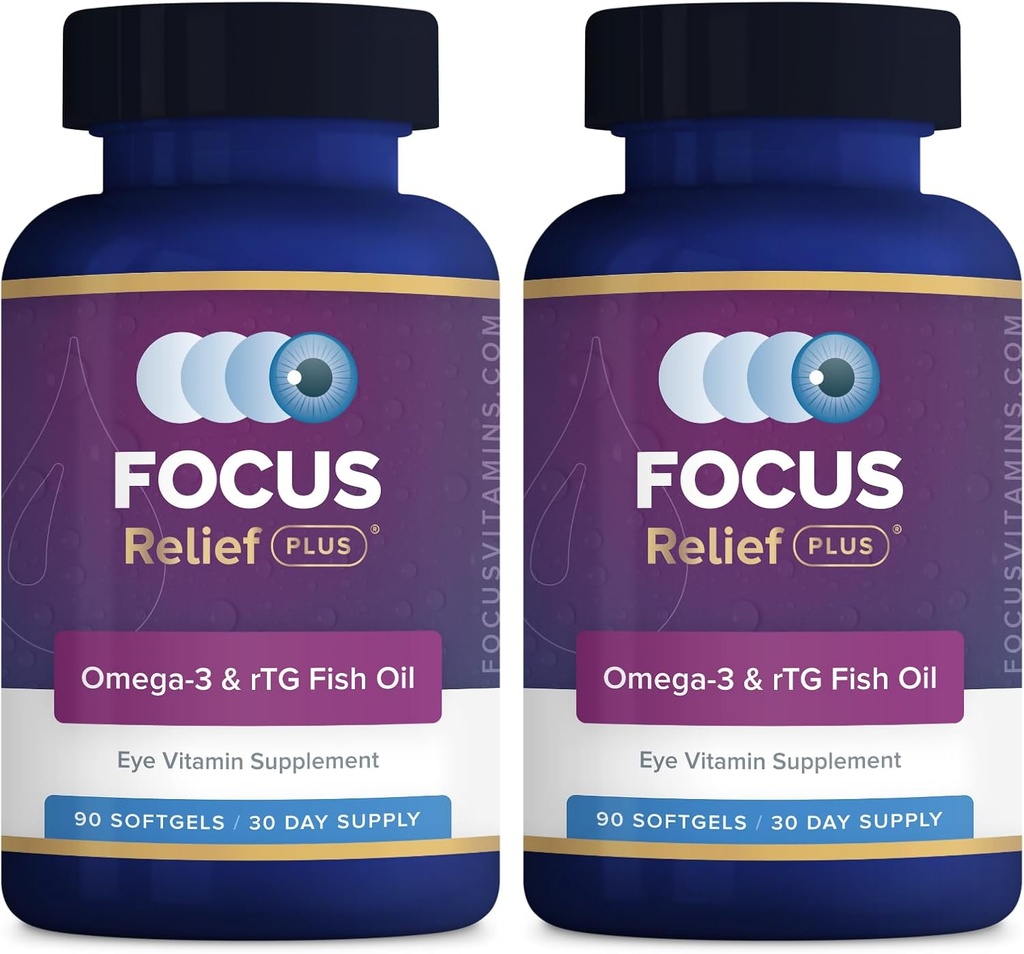 Focus Relief Plus Tør Øje Formel (180 ct. 60 Day Supply) Omega 3 tillæg - Tør Øje Relief tillæg - Omega 3 fiskeolie