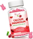 Calcium Magnesium Zinkgummier, Calcium Magnesium 2: 1 Ratio med vitamin D3 & B12 til Support Muskel, Mood og Immunitet, 60 Vegansk Kirsebær Tyggegummi