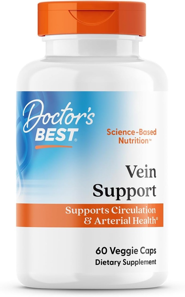 Læger Bedste Vein Support, Understøtter cirkulation & Arterial Sundhed, Non- GMO, Gluten Free, Soy Free, Vegan 60 Veggie Caps
