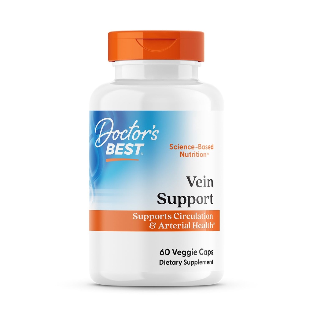 Læger Bedste Vein Support, Understøtter cirkulation & Arterial Sundhed, Non- GMO, Gluten Free, Soy Free, Vegan 60 Veggie Caps