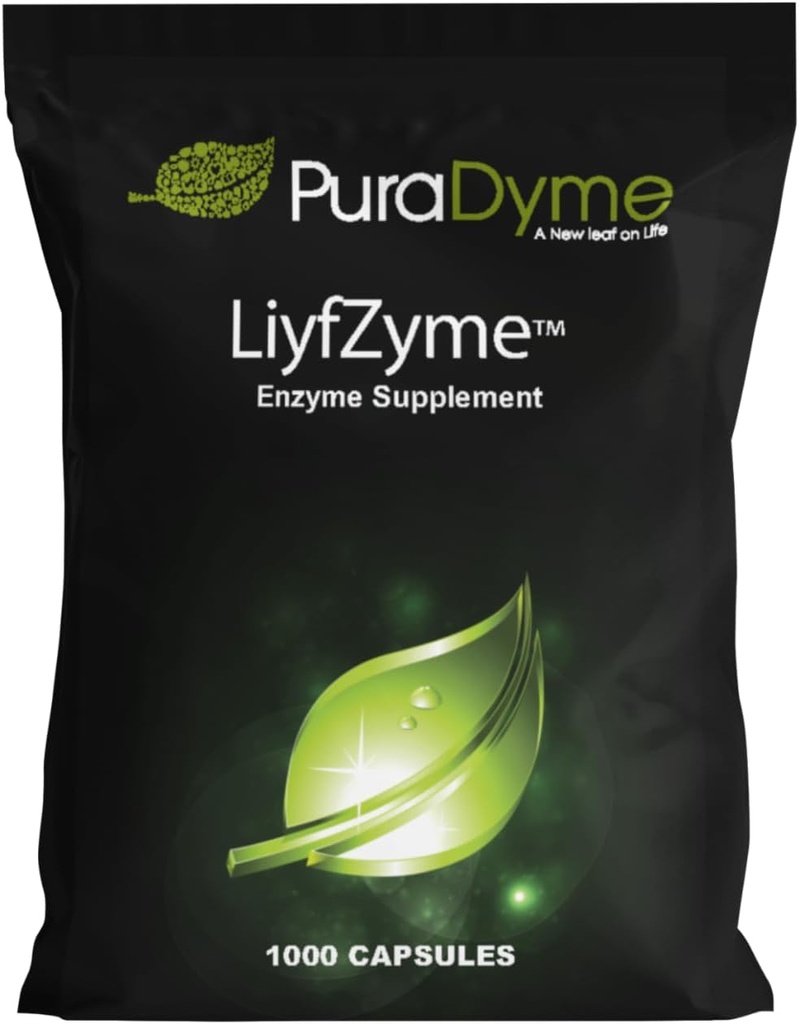 LiyfZyme - 1000 Vegankapsler - Plantbaseret enzymtilskud for protein, fedt og kulhydrat opdeling