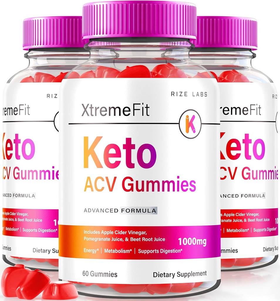 rize laboratorier (pakke af 3 Xtreme Fit Keto ACV gummies for Advanced Weight Loss, med Apple Cider Vincious Supplement Belly Fat Extra Strength (180 gummies)
