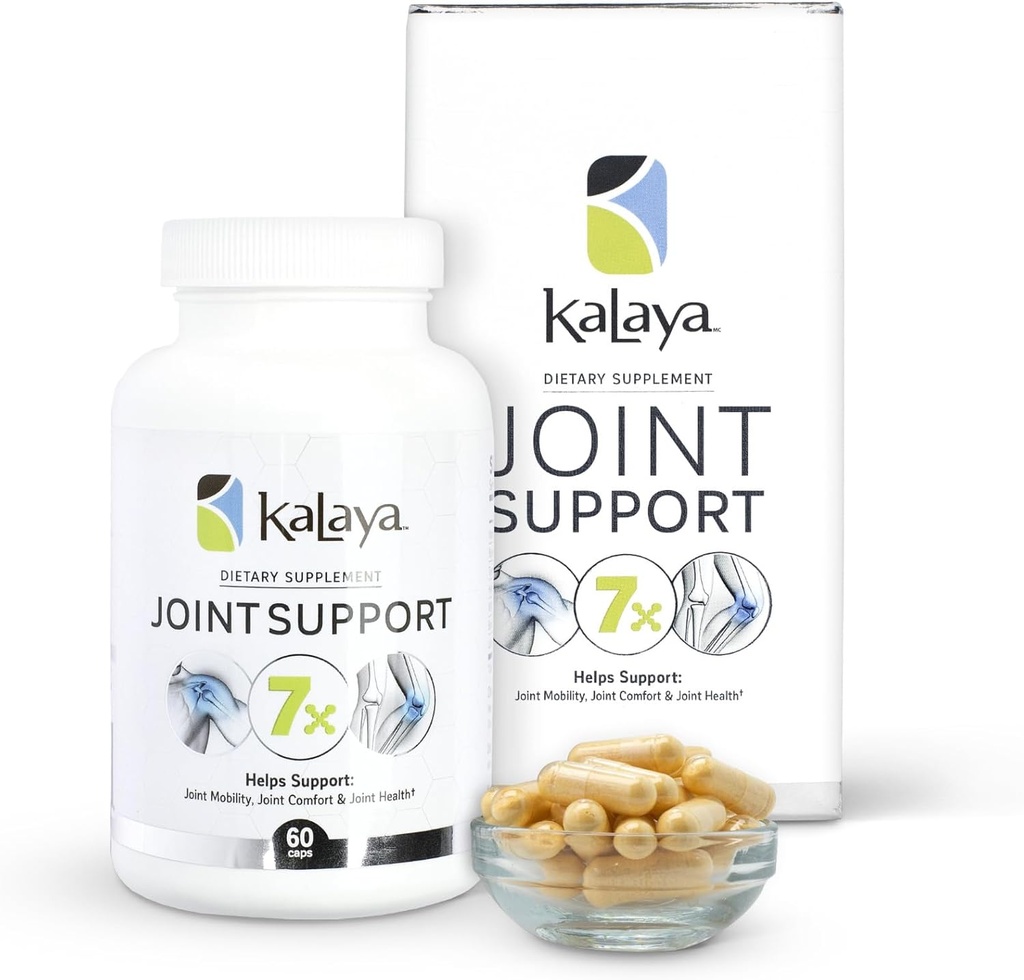 Kalaya 7X Joint Support Supplement - Designed by Medical Professionals - for Joints, Bone Health, and Muscle Support - with Turmeric, Collagen, and Vitamin C - 60 ct