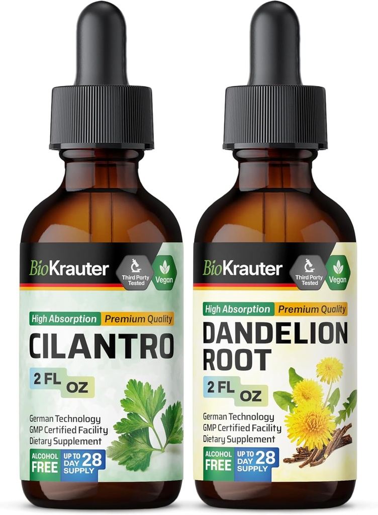 BIO KRAUTER Cilantro Tinktur 2 Fl. Oz. & Dandelion Tinktur 2 Fl. Oz.