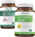 Sea Moss & St. John 's Wort (2-måneders levering) Mood Moss Blend - Organic Irish Sea Moss - Raw Vegan Supplement (180 Caps) & St John' s Wort med kraftfuld 900mcg Hypericin Vegan Non- GMO (180 Capsules)