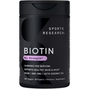 Sport Research ® Biotin 10,000mcg med økologisk kokosolie - Biotin (vitamin B7) for sund hud og hår støtte * - for kvinder og mænd - Vegan, non-GMO, gluten & soy- Free - 120 Veggie Softgels