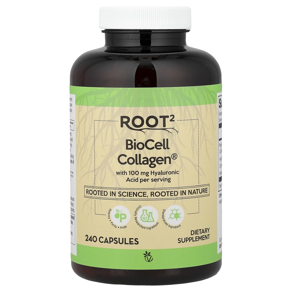 Vitacost ROOT2 BioCell Collagen med hyaluronsyre -- 100 Milligram per servering - 240 kapsler