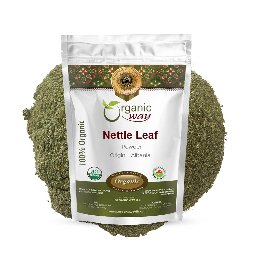 Organic Way Nitle Leaf Powder (Urtica dioica) - Herbal Tea Note 124; Organic & Kosher Certified Note 124; Raw, Vegan, Non GMO & Gluten Free