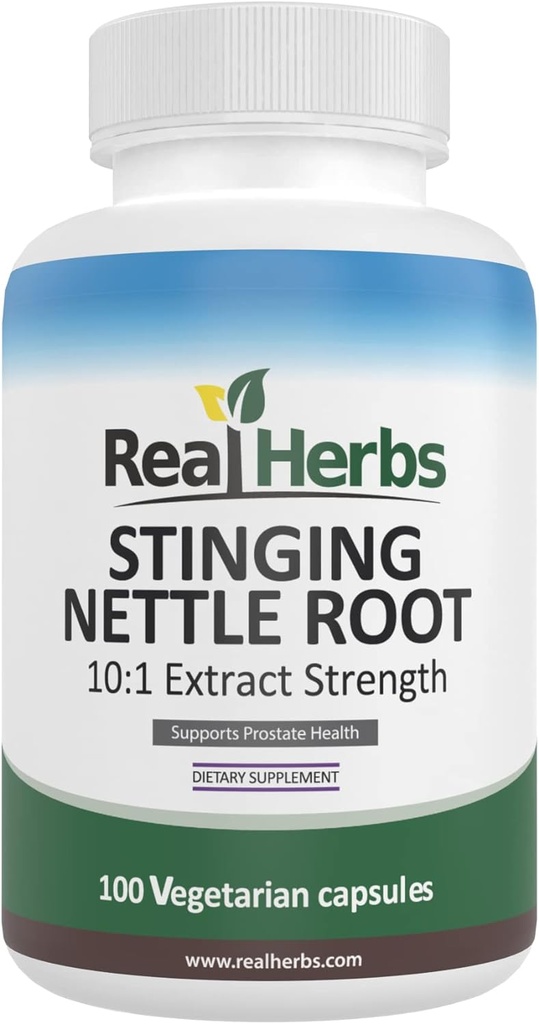 Rigtige urter Stinging Nettle Root Extract 7500mg (750mg af 10: 1 Extract) - Vegetarisk Friendly, Non- GMO, Gluten- Free - Understøtter prostata & urinveje - 100 kapsler