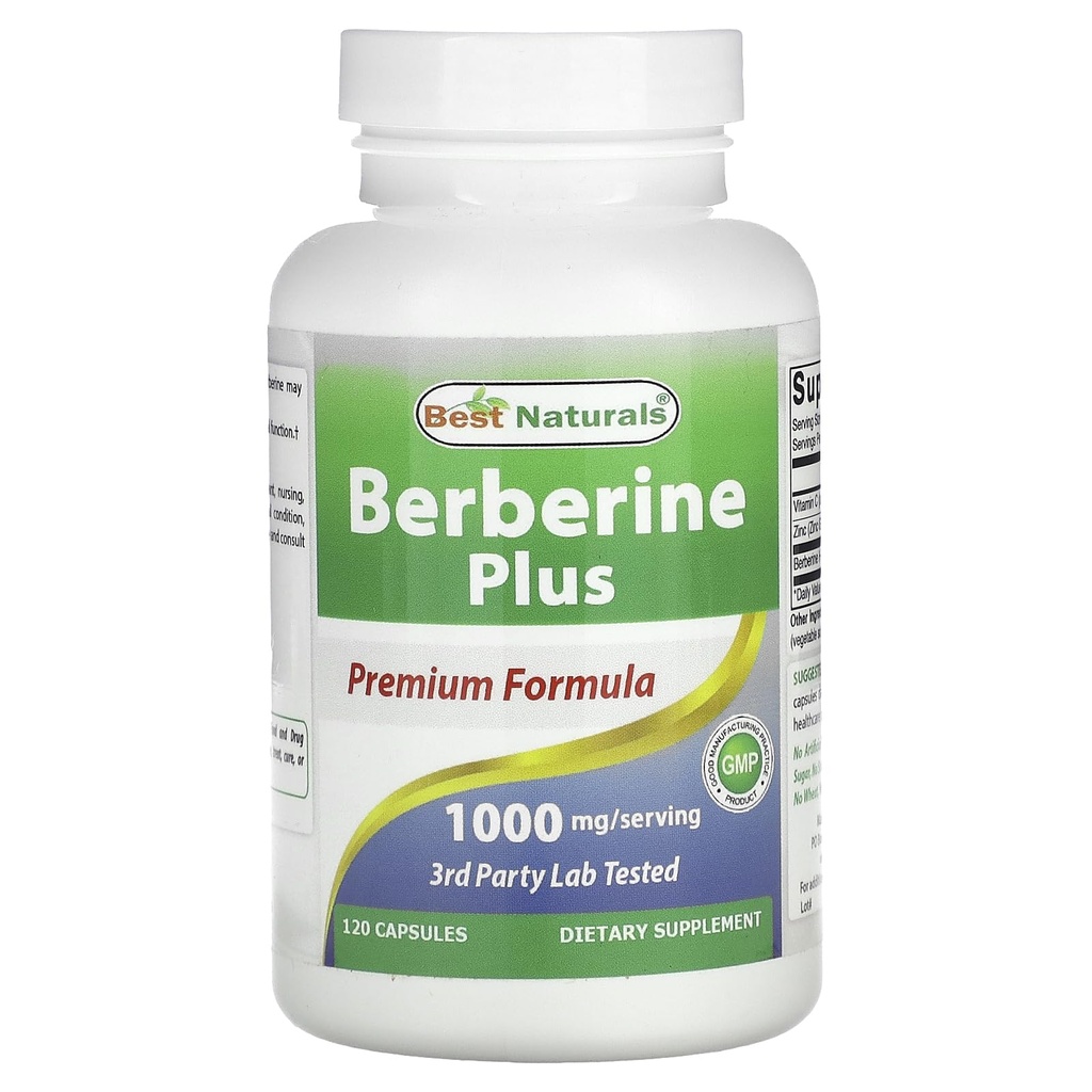Bedste Naturals Berberine Plus 1000mg per Serving 120 Kapsler