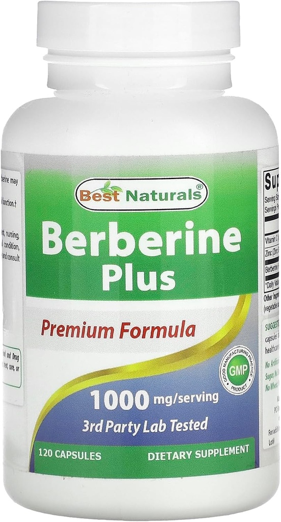 Bedste Naturals Berberine Plus 1000mg per Serving 120 Kapsler