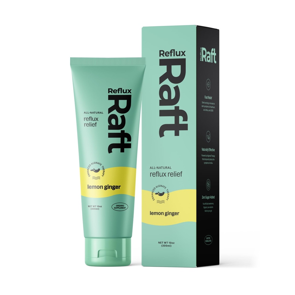 Syrereplikat terapi med organisk alginat, hurtig & lang holdbarhed Gerd, LPR & fordøjelsessymptomstøtte, Zero Sugar, Gluten Free, Lavnatrium, Lemon Ginger Flavor, 47 Gel Servering, 8 OZ flaske