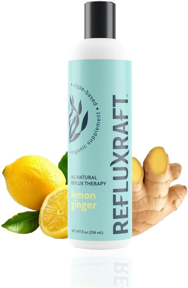 Syrereplikat terapi med organisk alginat, hurtig & lang holdbarhed Gerd, LPR & fordøjelsessymptomstøtte, Zero Sugar, Gluten Free, Lavnatrium, Lemon Ginger Flavor, 47 Gel Servering, 8 OZ flaske