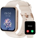 RUIMEN Smart Watches for Women Men (Answer/Make Calls) Compatible with iPhone/Android Phones, 1.85" HD Screen Fitness Tracker Heart Rate Monitor 100+ Sports Tracker Watch Waterproof (Milky White)