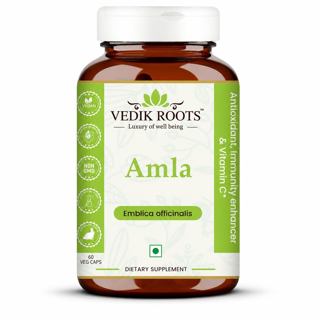 Amla kapsler 100% Økologisk Immunitet Enhancer Natural Source of Vitamic C Herbal Supplements (60 kapsler) (pakke med 1)