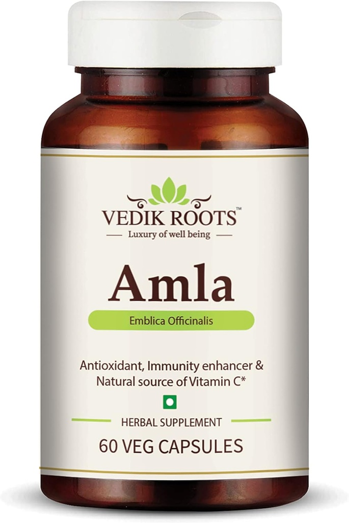 Amla kapsler 100% Økologisk Immunitet Enhancer Natural Source of Vitamic C Herbal Supplements (60 kapsler) (pakke med 1)