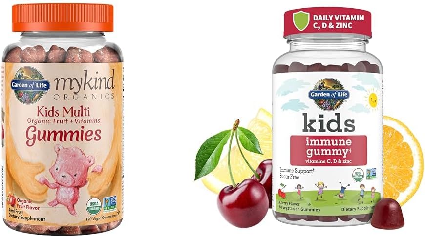 Livets have Organics Kids Gummy Vitaminer - Frugt - Certificeret Organisk, Non- GMO & Vegan & Kids Immunsupport Gummies med C-vitamin, D som D3 & Zink