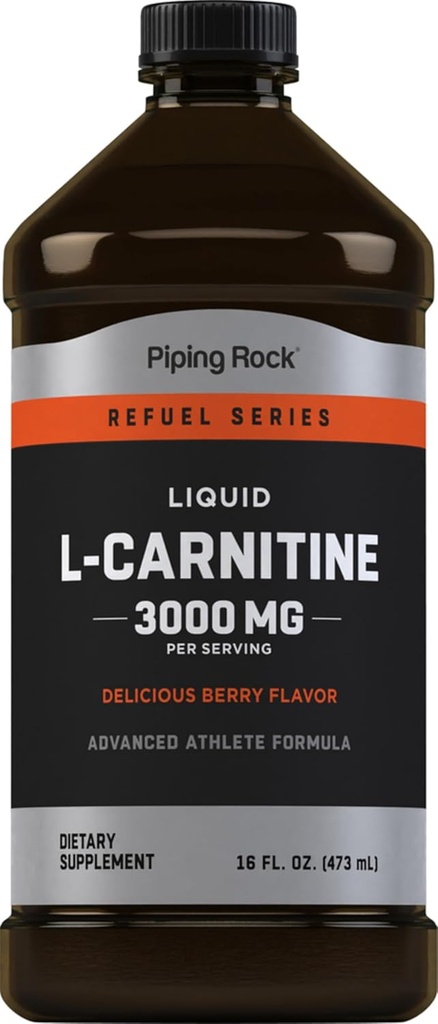 Piping Rock L- Carnitin Flydende • 124; 3000mg • 124; Berry Flavor • 124; Advanced Atlete Formel • 124; Refuel Series Supplement • 124; Ikke GMO, Gluten Free