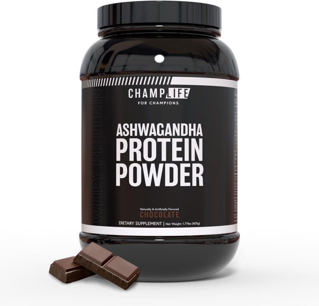 Ashwagandha Protein Powder – 24g Chocolate Protein Powder - Whey Protein Powder with Ashwagandha Powder – No Added Sugar & Gluten Free – 25 Servings