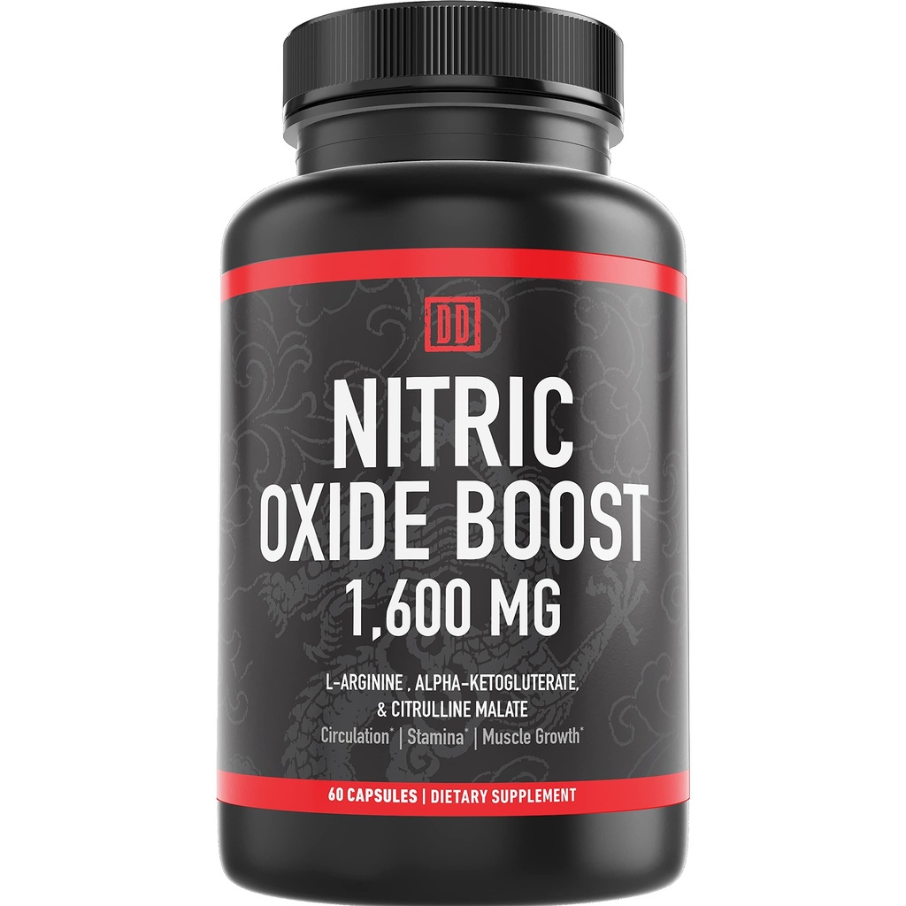 Nitrochloridboostertilskud, 1600mg Extra Strength L- Arginin, Citrullin Malat og Alpha- Ketoglutarat (60 Tæl, 1 Flaske)