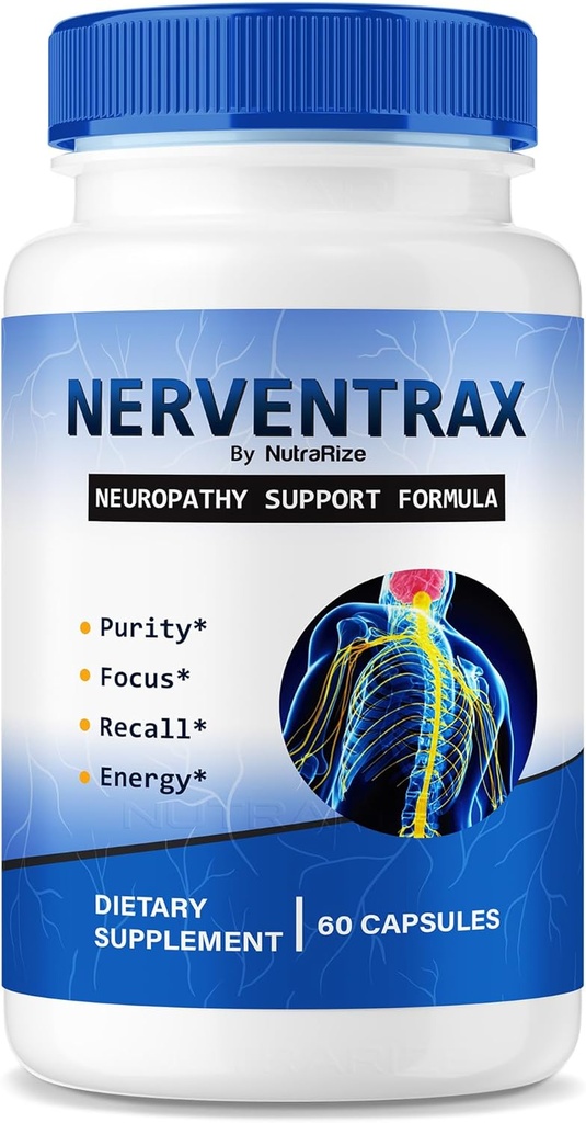 Nerventrax kapsler, Officiel Formel til støtte Nerve Wellness og funktion, Alle naturlige nerve vitaminer, Premium Nerven Trax tillæg, Pastillas anmeldelse (60 kapsler)