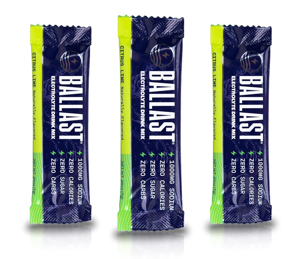 Ballast Zero- Sugar Electrolytes - Citrus Lime - Hydration Powder Packets - 124; Keto Friendly - 124; Flydende Daglig IV for hurtig rehydrering - 124; Element Electrolytes Magnesium, natrium, og Kalium - 124; 30 Tæl