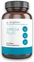 Dr. Brighten Omega Plus - 1600 mg EPA / DHA Non- GMO Fish Oil Supplement til hjerte, hjerne og immunsystem - 60 Softgels