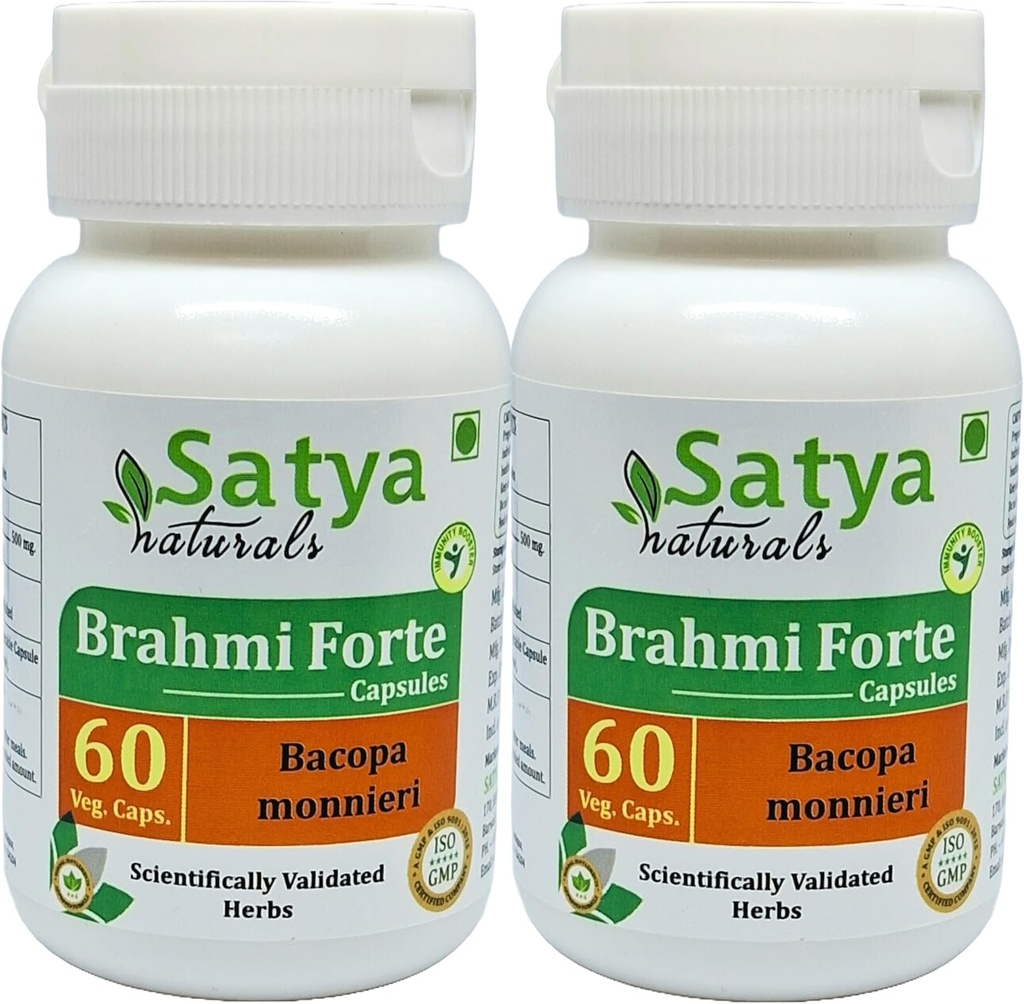Brahmi Forte Capsules 500 mg. 60 Veg. Capsule Memories 124; Brahmi (Bacopa Monnieri) Uddrag Kapsler til mænd og kvinder