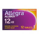 Allegra Voksen 12- timers Allergi Relief Tablets, non- Drowsy Indendørs og Udendørs Allergi Medicin, 60 mg Fexofenadine HCI Antihistamin Pill, 12- greve