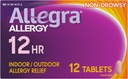 Allegra Voksen 12- timers Allergi Relief Tablets, non- Drowsy Indendørs og Udendørs Allergi Medicin, 60 mg Fexofenadine HCI Antihistamin Pill, 12- greve