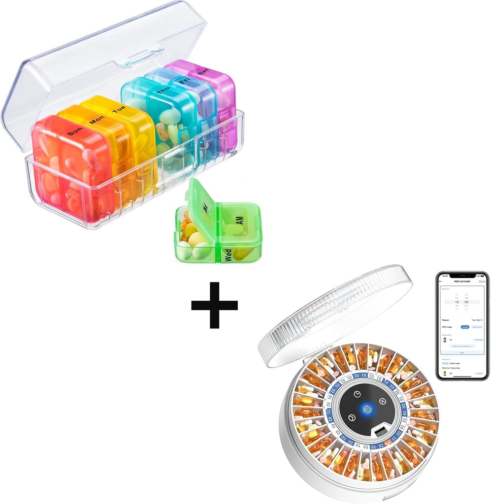 Zoksi Pill Organizer 2 gange en dag automatisk Pill dispenser