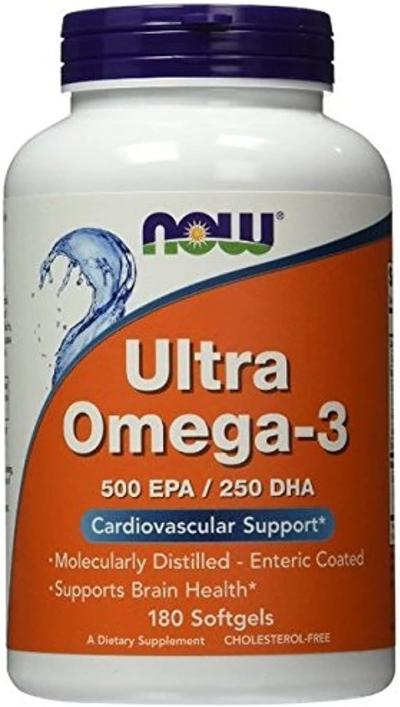 Ultra Omega-3 500 EPA / 250 DHA, 180 Softgels, from NOW Foods (pakke med 2)