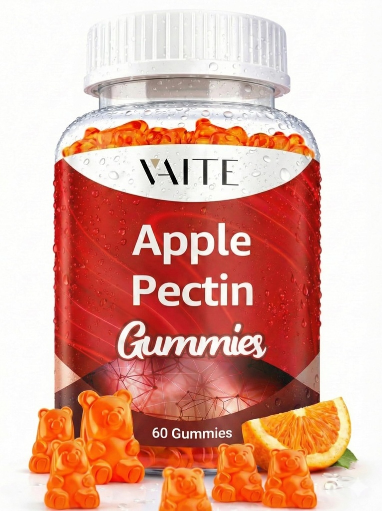 Apple Pectin Gummies - High- Fiber tillæg med 2000mg naturlige Cholesterol Lavere Support, fremmer fordøjelse Wellness & Stomach Comfort, Non- GMO & Gluten Free Herbal Kosttilskud - 60 Vegansk Gummy