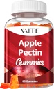 Apple Pectin Gummies - High- Fiber tillæg med 2000mg naturlige Cholesterol Lavere Support, fremmer fordøjelse Wellness & Stomach Comfort, Non- GMO & Gluten Free Herbal Kosttilskud - 60 Vegansk Gummy