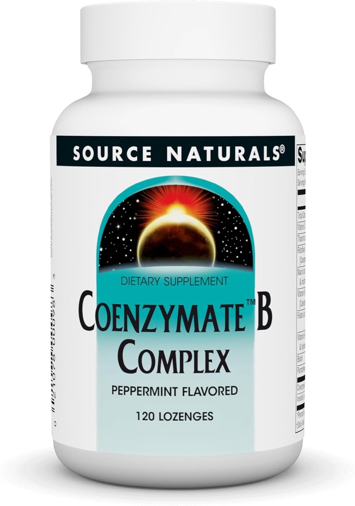 Source Naturals Coenzymate B Complex - Pebermynte Flavor, der smelter i munden - B Vitamin - 120 Lozenges