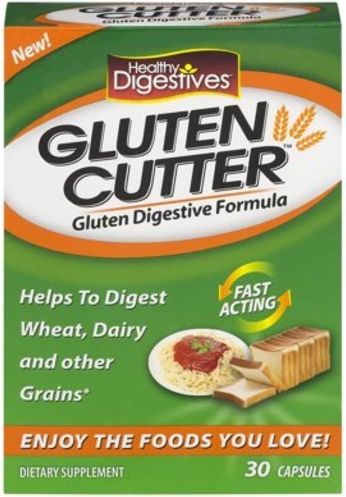 Sunde fordøjelsesmidler Gluten Cutter Enzyme Formel - hjælper med at forbedre dine organer Gluten fordøjelse og assist i Breaking Down Hvede, Dairy og andre korn - 30 Servering, kapsler (pakke af 2) MVxO $: D